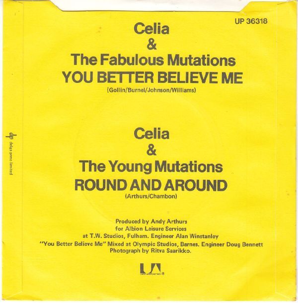 英パンク　Celia & The Mutations　7”　You Better Believe Me　ピクチャー・スリーブ1977年_画像2