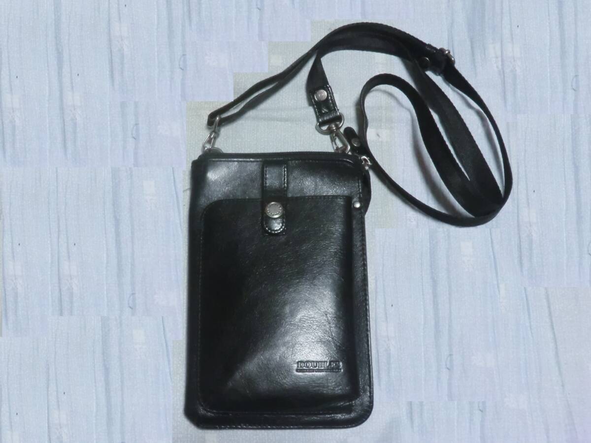  postage included HARVEST DOUBLES is -ve -stroke double s shoulder pouch cow leather black JYS-7356 beautiful goods 