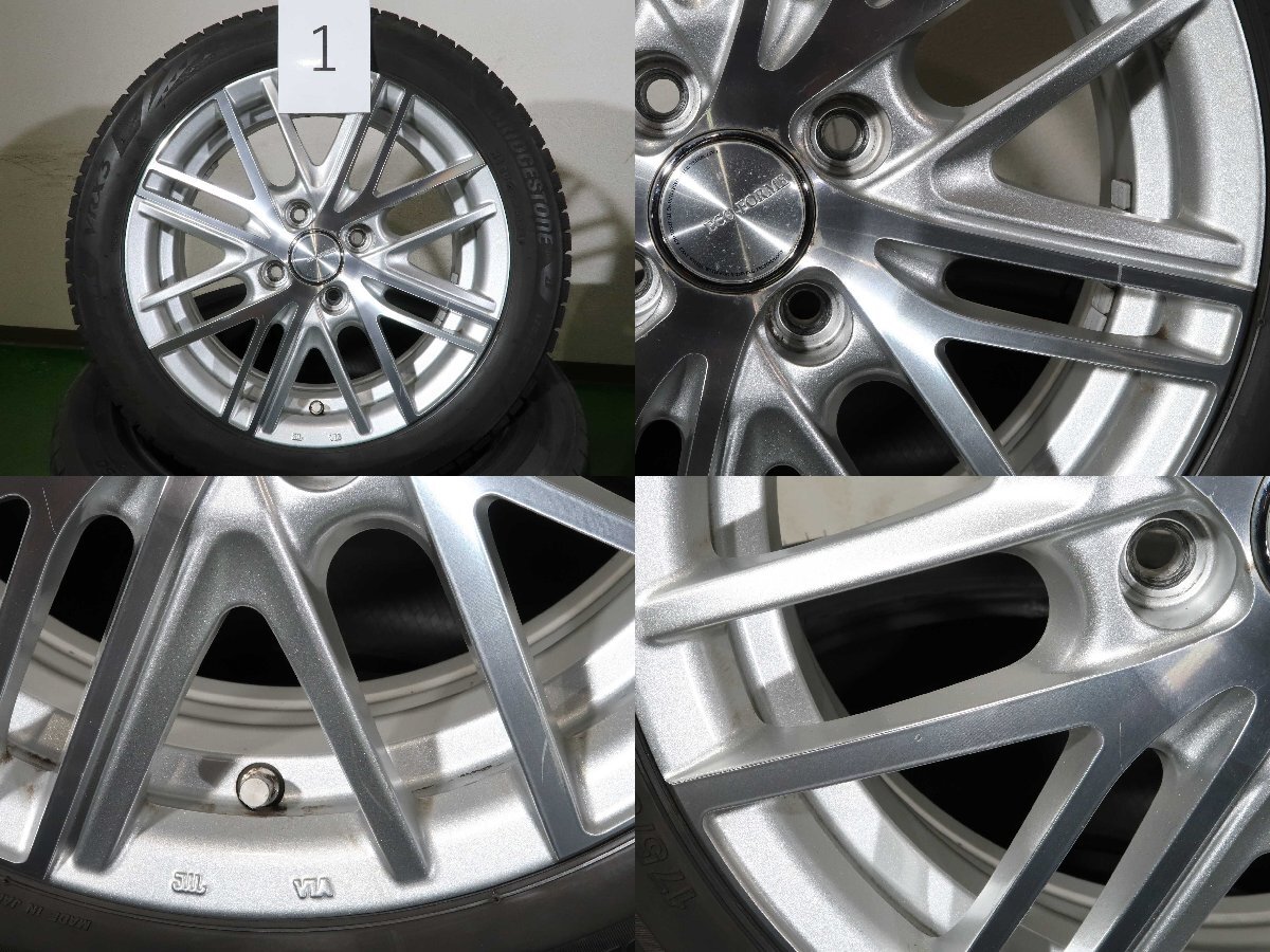 4本 エコフォルム 15インチ ホイール 5.5J+42 4H 100 スタッドレス BRIDGESTONE ブリザック VRX3 2021年 175/55R15 ルーミー タンク トールの画像2