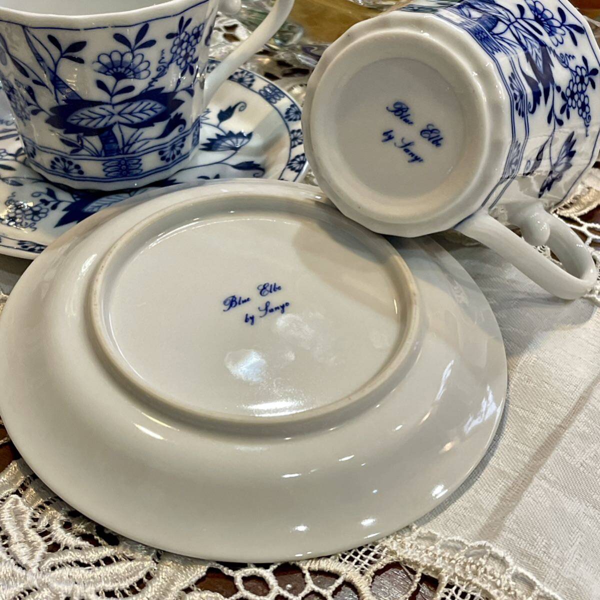 r180r105 Blue Elbe（ブルーエルベ）青花柄 カップ＆ソーサー 4客 ヨーロピアンチックな雰囲気 ブルーオニオン 美濃焼 珈琲椀皿の画像8