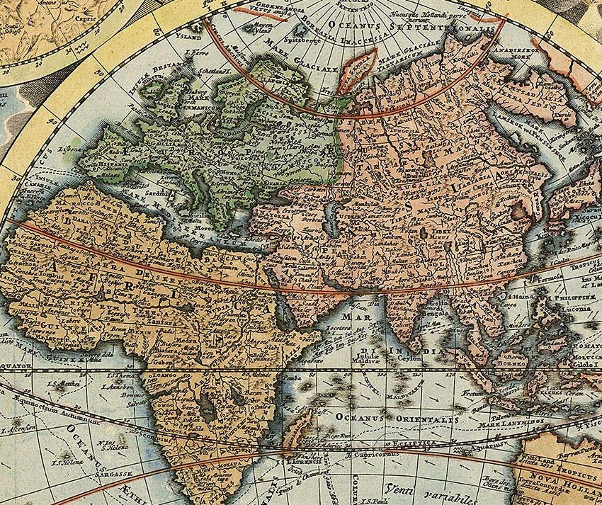 アンティークマップ　世界地図　1720年: ヨハン・バプテスト・ホーマン 複製_画像6