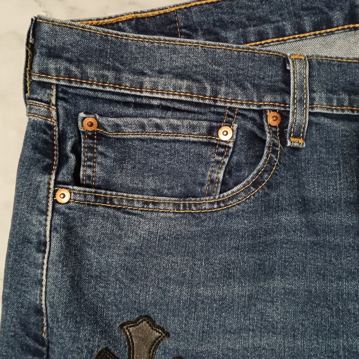 Levi's 505（W36 / 90cm）クロスパッチカスタム_画像4