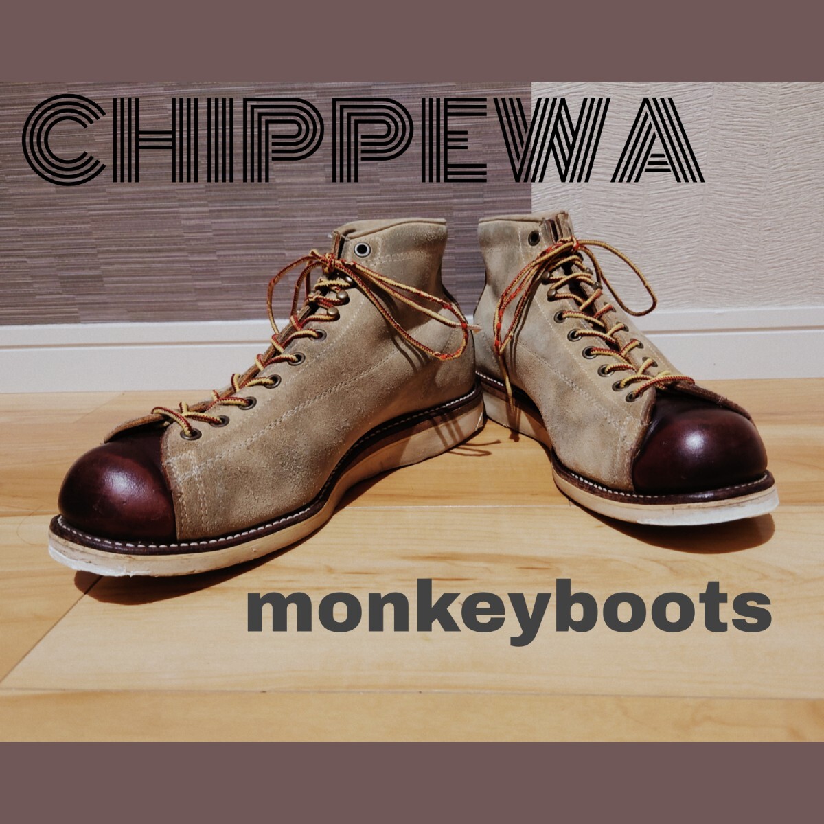 CHIPPEWA モンキーブーツ 黒タグ 28〜28.5くらい スエードコンビ レザーの画像1