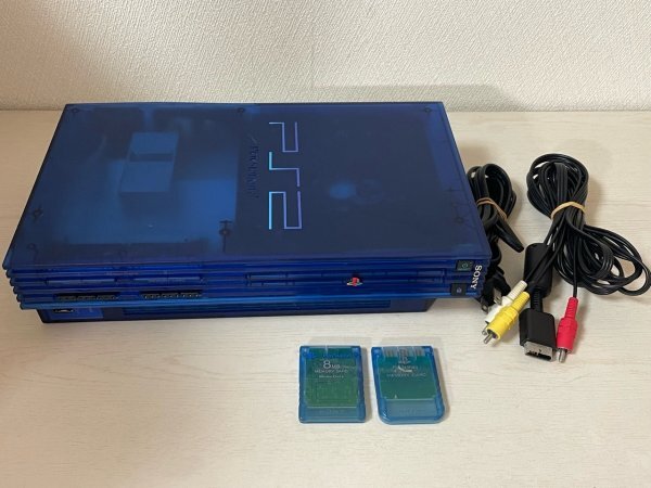 動作確認済　SONY　PS2　プレイステーション2　本体　オーシャンブルー　SCPH37000　配線メモリーカード付き_画像1