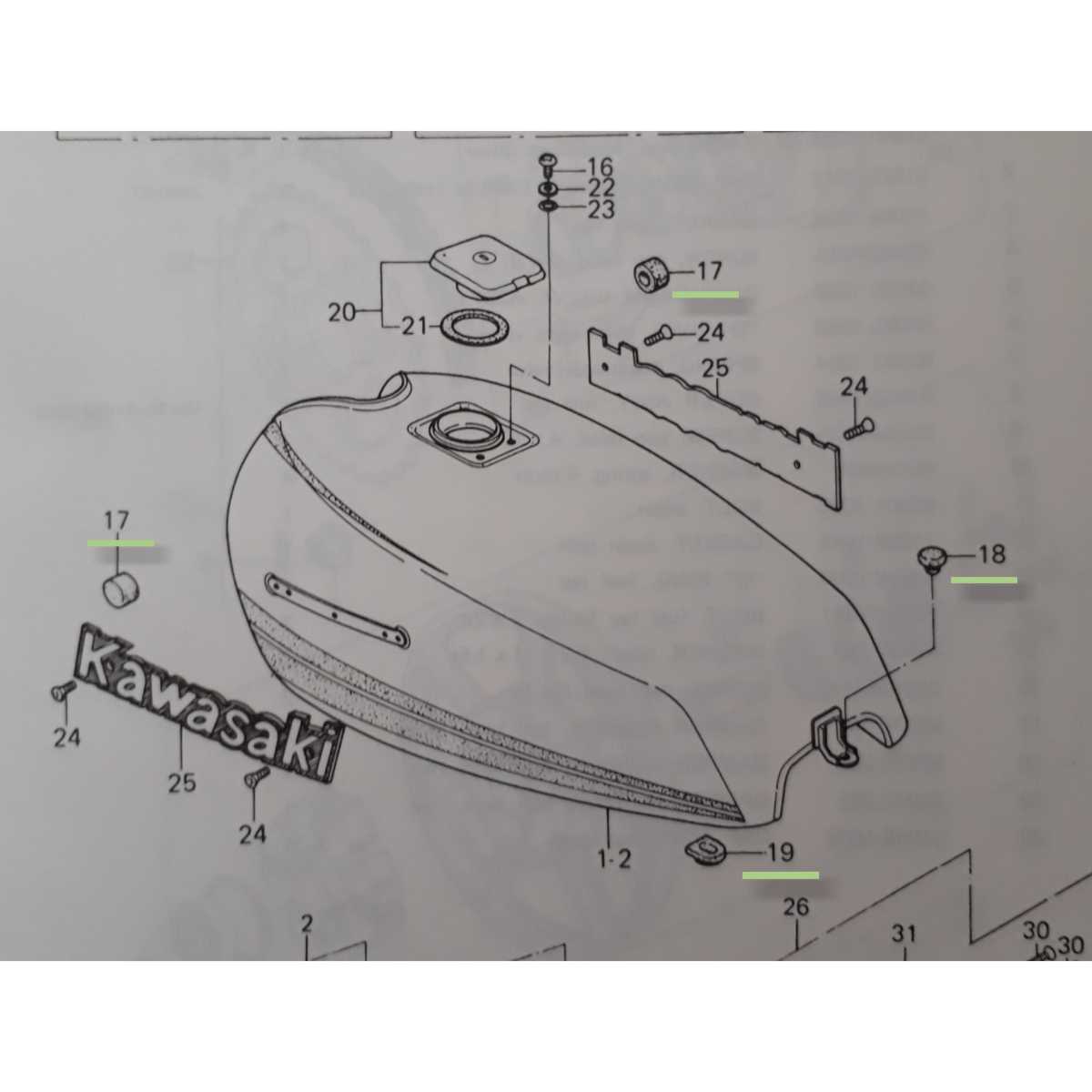 カワサキ純正新品 Z400FX タンク取り付け タンク クッション ダンパー タンク ゴム フレーム 外装 Z400FXタンクの画像5