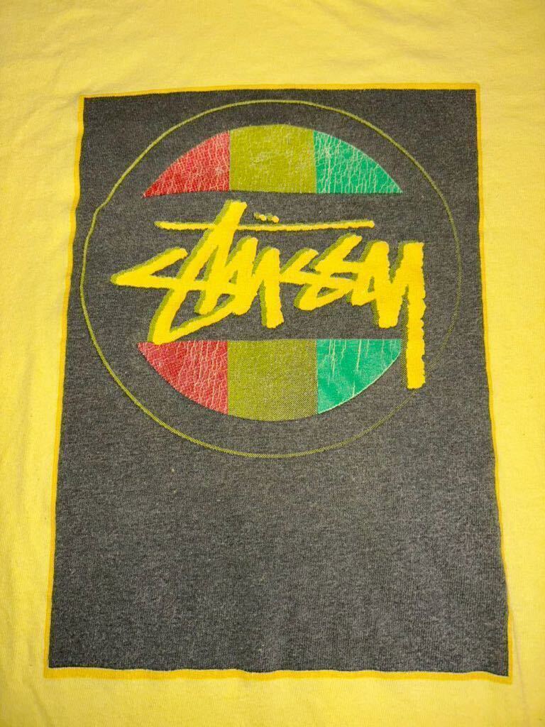 メキシコ製【USED】stussy Tシャツ 黄ラスタの画像3