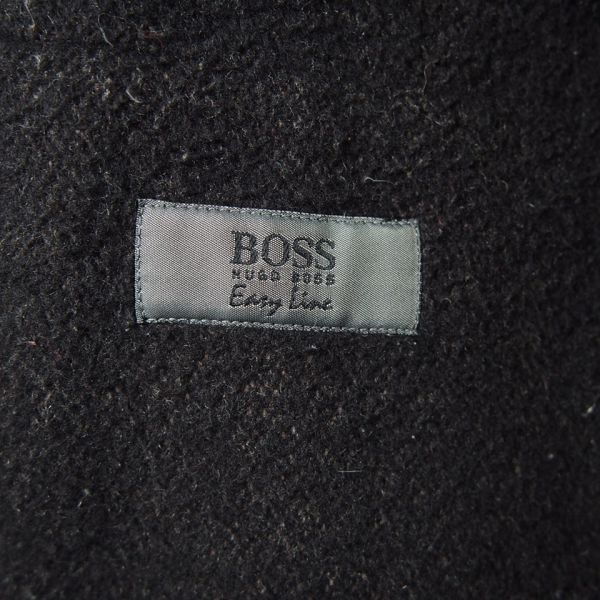 90s ドイツ製 ヒューゴボス HUGO BOSS ノルディック柄包み釦メルトンウールジャケット(48)ブラックの画像6