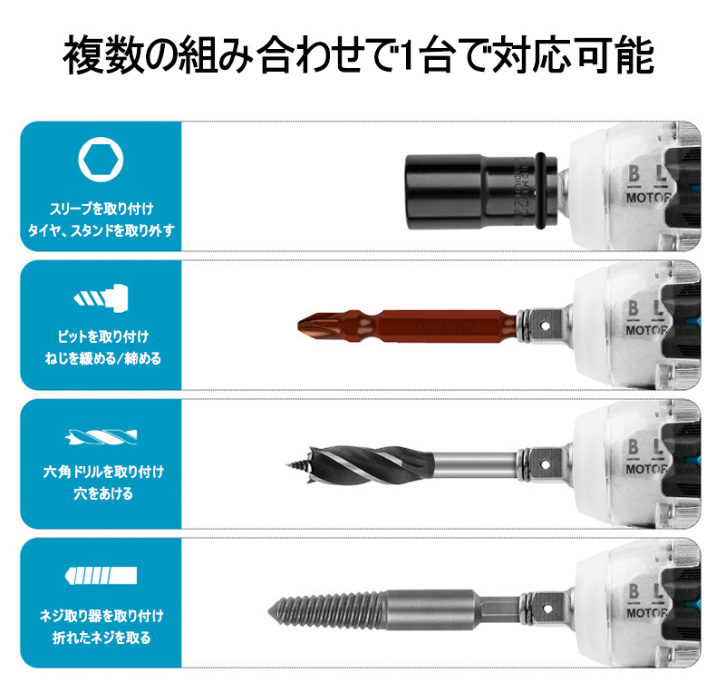 (B) インパクトレンチ 18V マキタ 互換 充電式 makita 14.4V コードレス 電動工具 タイヤ交換 本体のみの画像6