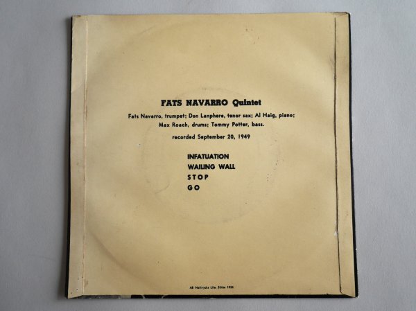 ファッツ・ナバロ・クインテット　メトロノーム・オリジナルＥＰ　Fats Navarro Quintet Metronome MEP46_画像2
