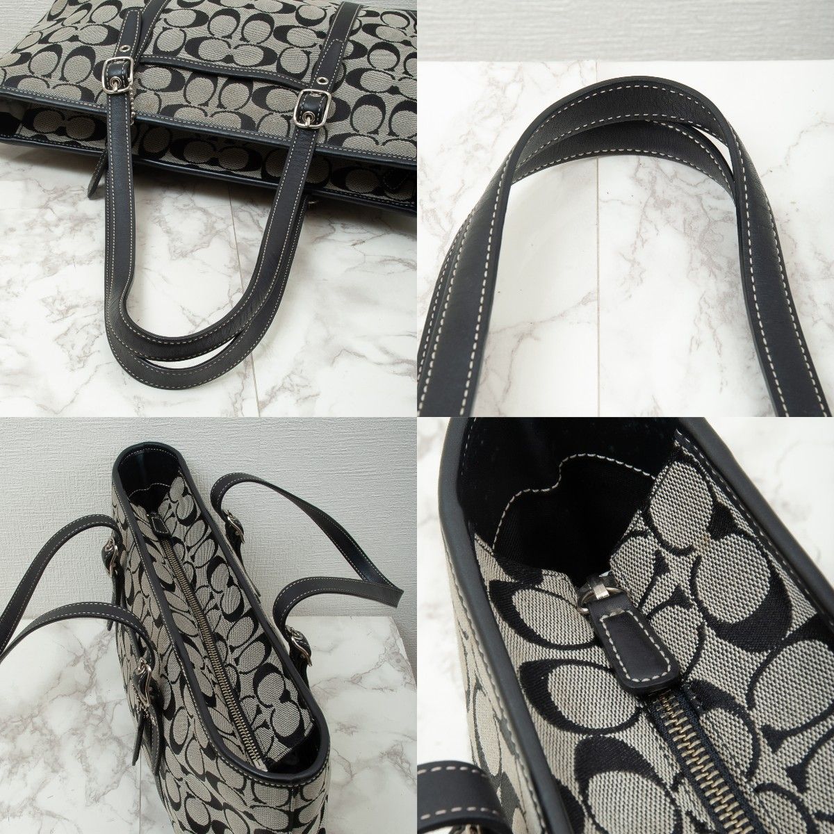 極美品】COACH(コーチ)シグネチャー キャンバス レザー トート 極美品】COACH(コーチ)シグネチャー キャンバス レザー トート