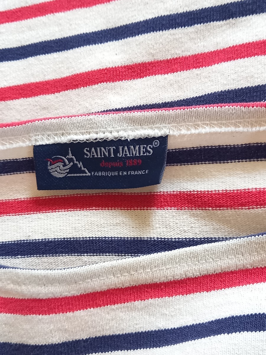 美品　大きめサイズ　セントジェームス バスク　トリコロール フランス製　ボーダー カットソー　size5 Saint James ウェッソン 定番　人気_画像8