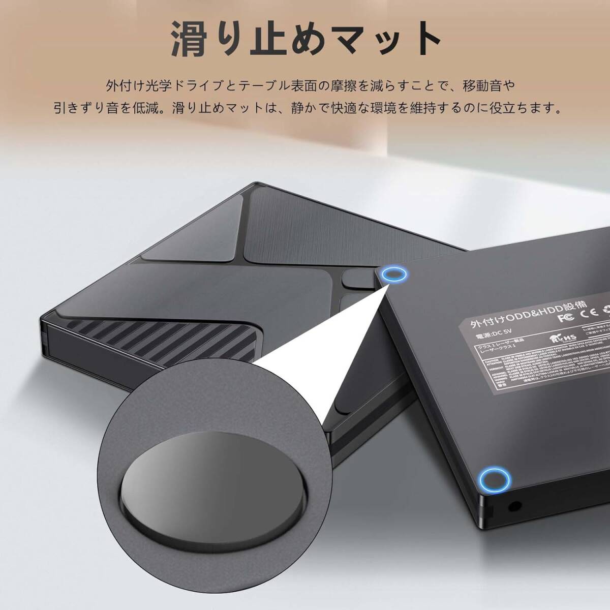 CD DVDドライブ 外付け CD DVD プレーヤー 内蔵ケーブル USB3.0&Type-C両用ケーブル Window/Linux/Mac OS対応 超薄型 読み出し&書き込み