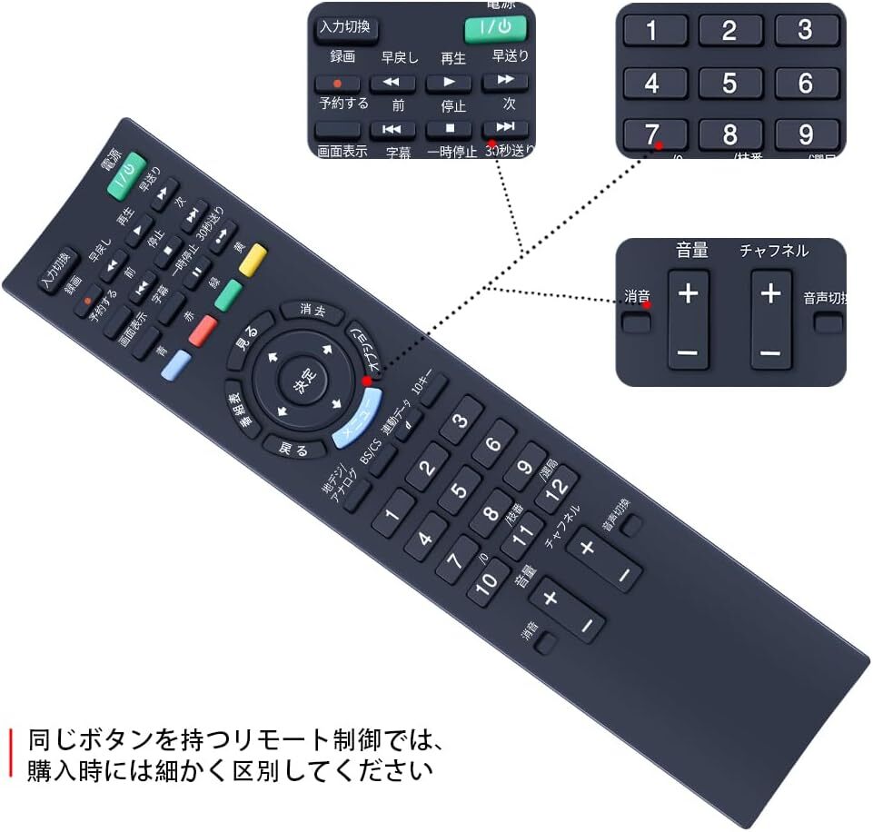 テレビリモコン RM-JD020 for ソニー SONYテレビ専用 操作簡単 設定不要 KDL-22BX30H KDL-26BX30H KDL-32BX30H対応の画像3