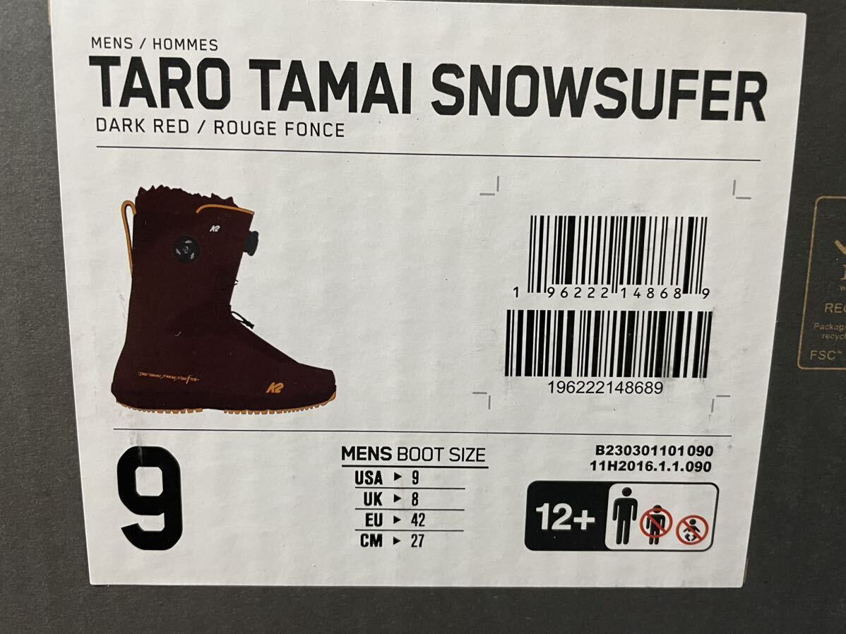 【K2】23-24 TARO TAMAI SNOWSURFER 9 / 27.0 / DARK RED / 玉井太郎 / バックカントリー / 新品_画像4