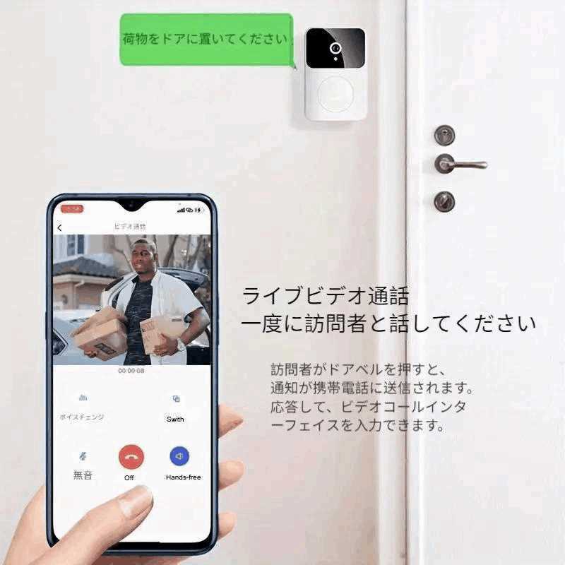 ビデオドアベル ワイヤレス インターホン ビデオドアホン 配線不要 工事不要の画像8