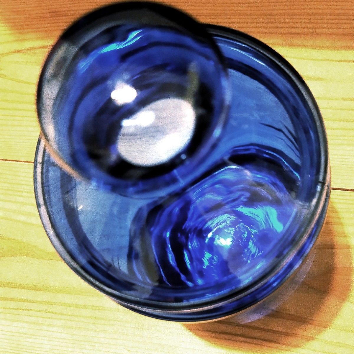 ガラス コバルトブルー シュガーポット キャンディーポット 瓶 蓋付き 昭和レトロ