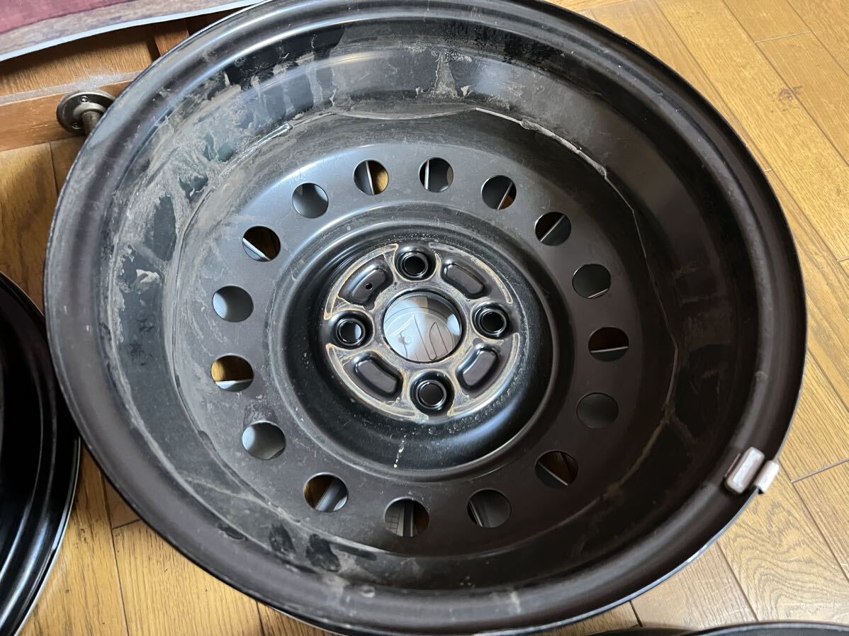 【1円スタート】MK32S スペーシア 純正スチールホイール 14×4.5J 4穴-100 4本セット ホイールキャップ付き 鉄ホイル DM0326N_画像5