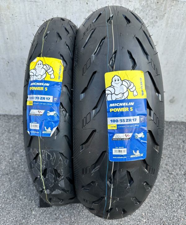 新品 MICHELIN POWER パワー5 2023年製 120/70ZR17 2022年製 180/55ZR17 前後セット 送料込 46,000円 (230190)_画像1