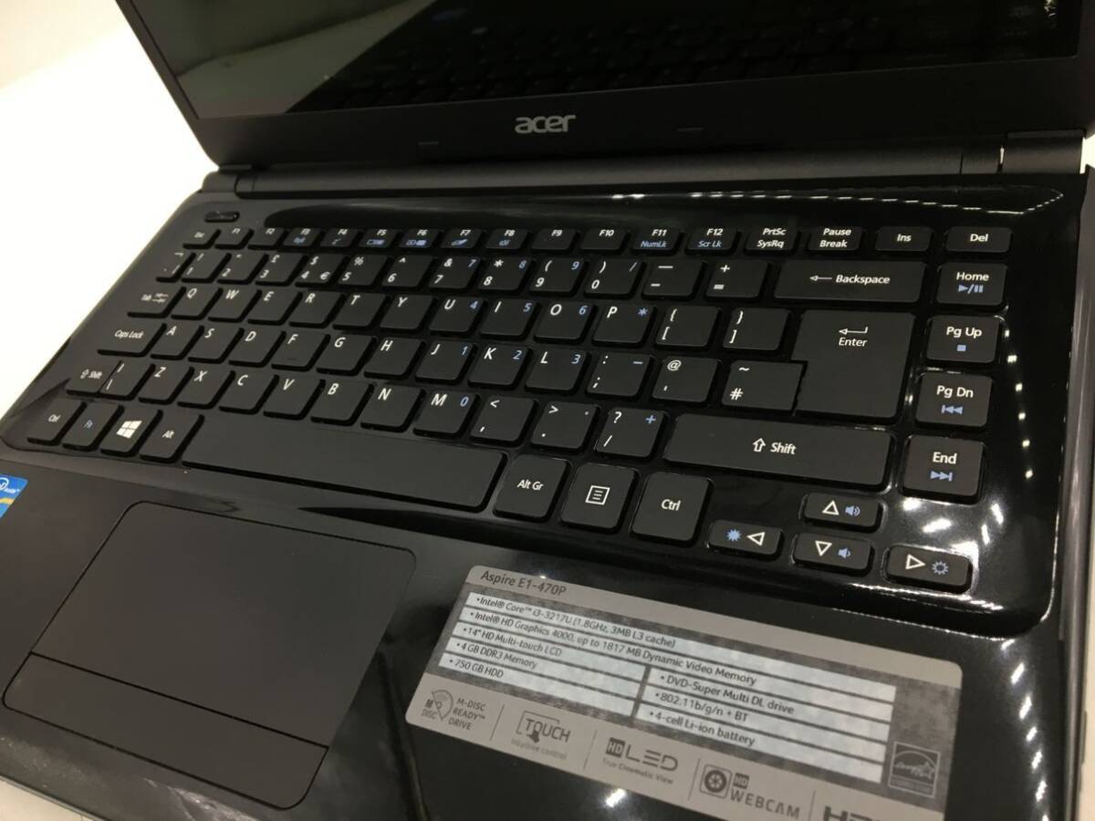 Acer/ノート/HDD 750GB/第3世代Core i3/メモリ4GB/WEBカメラ有/OS無-240308000843836_キーボード接写１