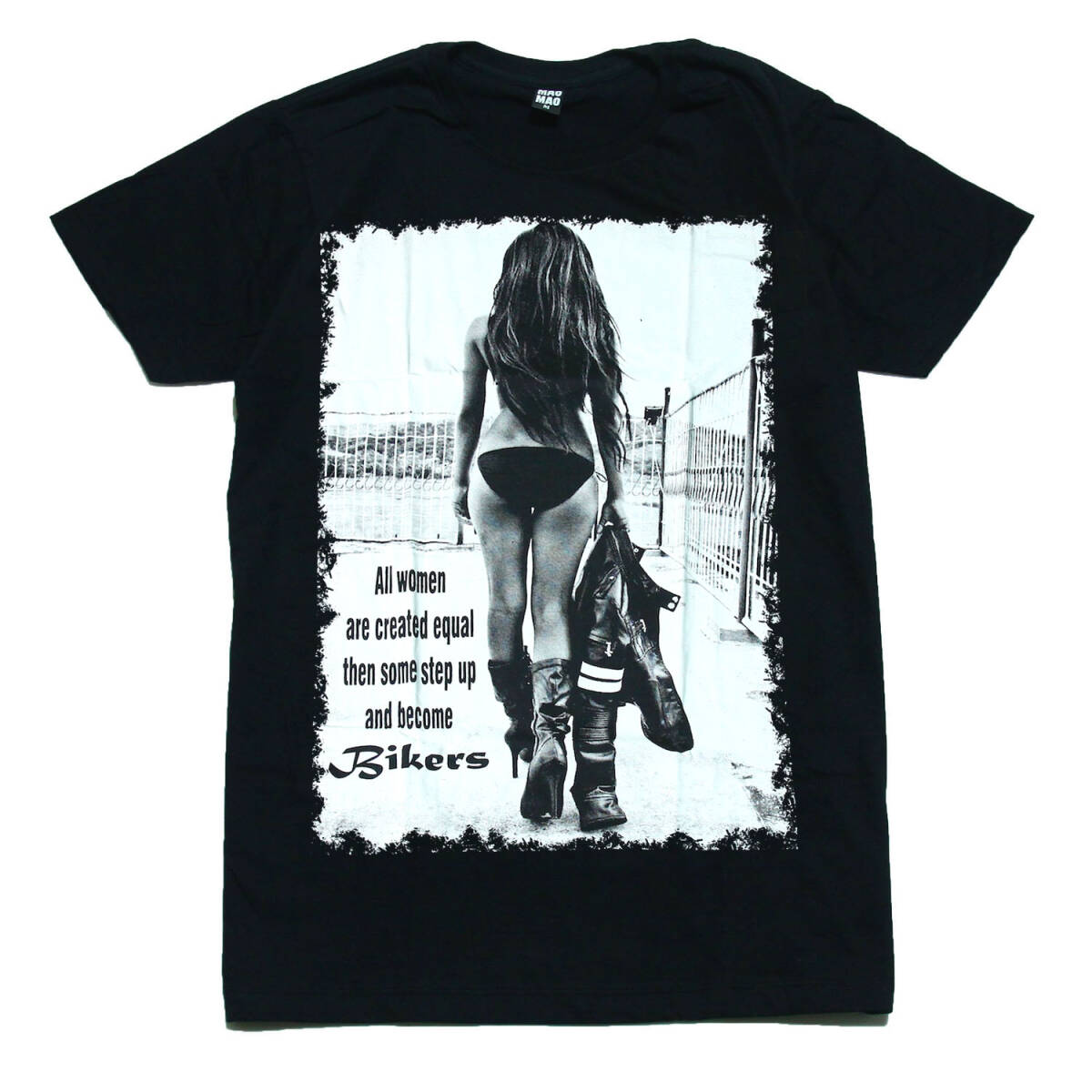 セクシーガール バイク 革ジャン ロック ストリート系 スケーター デザインTシャツ おもしろTシャツ メンズTシャツ 半袖 ★E51L_画像1