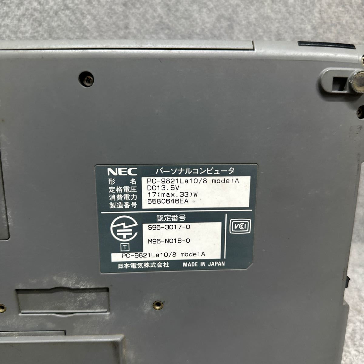 PCN98-1413 super-discount PC98 notebook NEC PC-9821La10/8 start-up has confirmed Junk including in a package possibility 