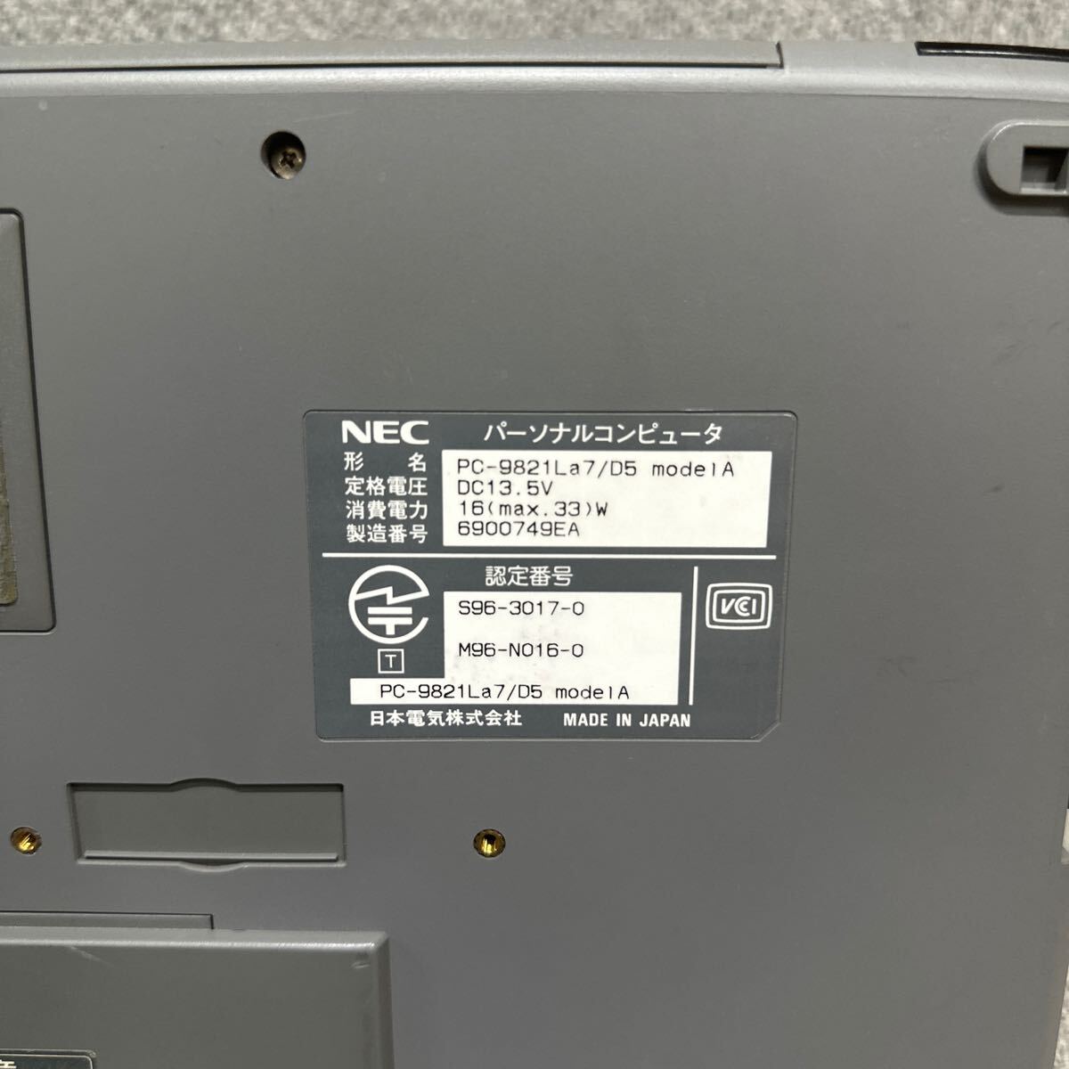 PCN98-1564 激安 PC98 ノートブック NEC Aile PC-9821La7/D5 起動音ランプ確認済み ジャンク 同梱可能の画像8
