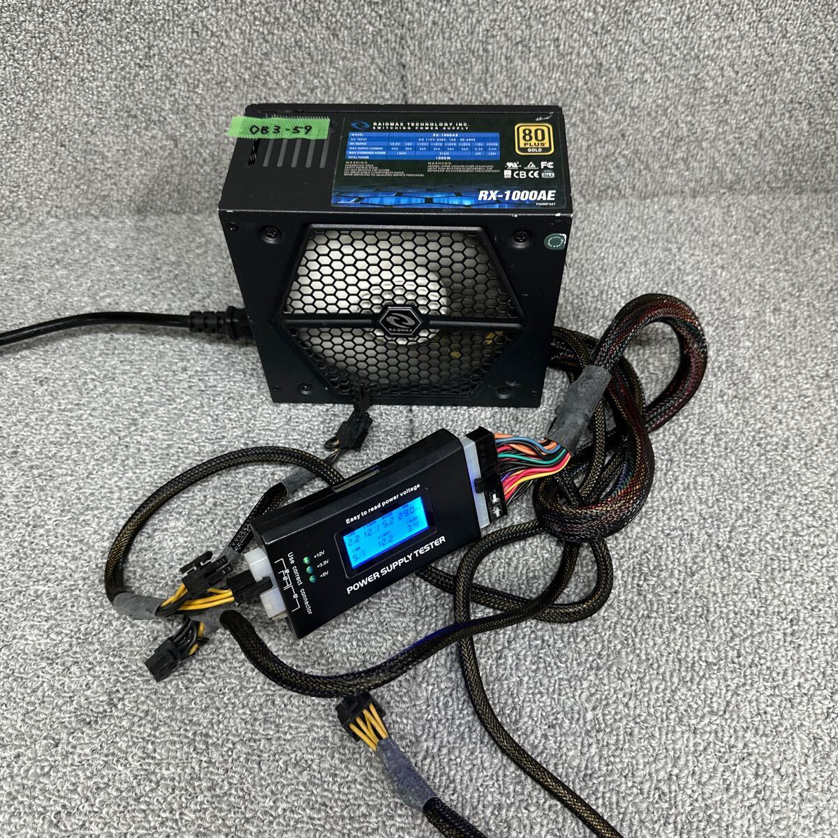 DB3-59 激安 PC 電源BOX RAIDMAX TECHNOLOGY INC. RX-1000AE 80PLUS GOLD 1000W 電源ユニット 電源テスターにて電圧確認済み 中古品_画像1