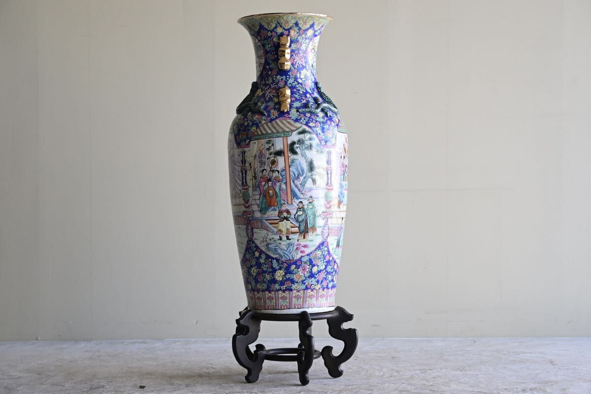 [ old fine art ] vase ceramics and porcelain China manner muffle painting antique ornament interior antique goods Asian design hand .. floral print collection goods .. goods tradition industrial arts 