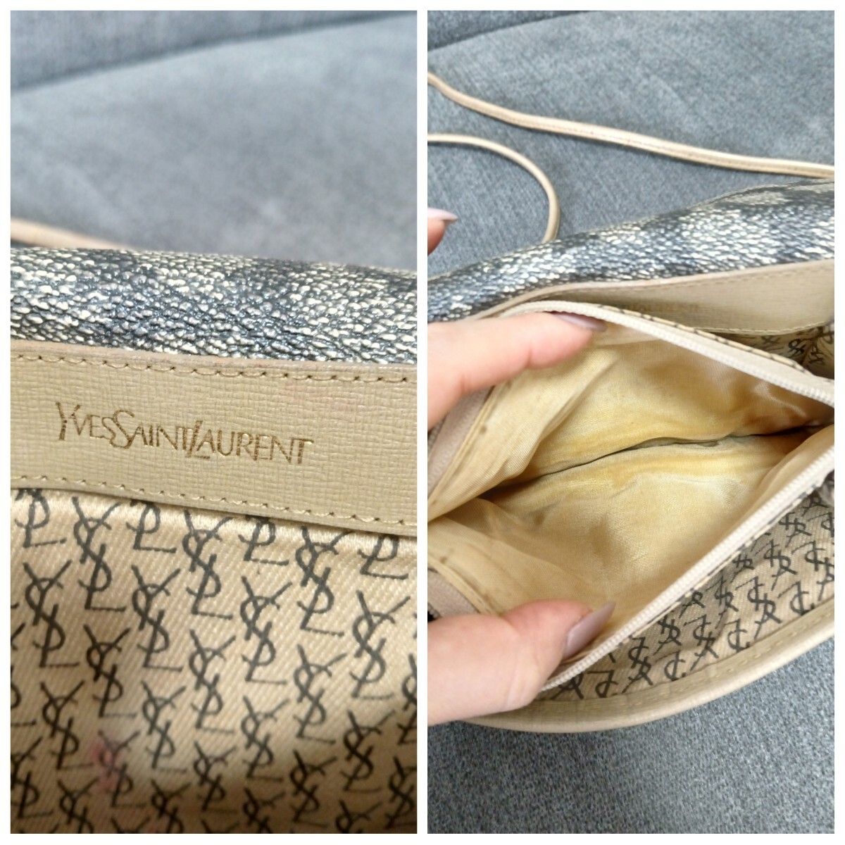 YVES SAINT LAURENT イヴ サンローラン YSL ショルダーバッグ カバン Bag ミニ ジラフ柄 レディース 総柄 模様 バッグ 1円〜_画像10