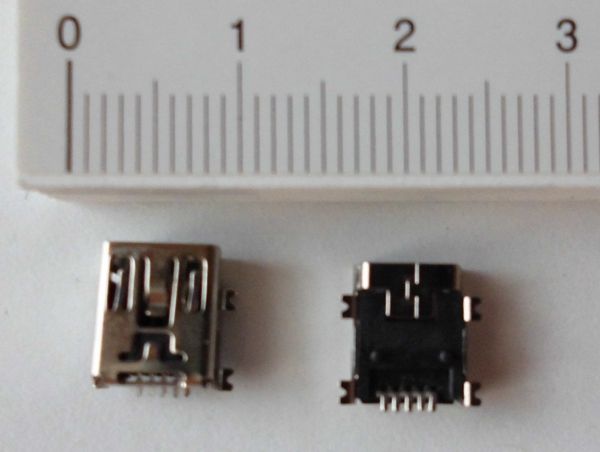 基板取付用メス　ＵＳＢコネクタ　ミニＢ　USB（２個入セット）SMDタイプ_画像1