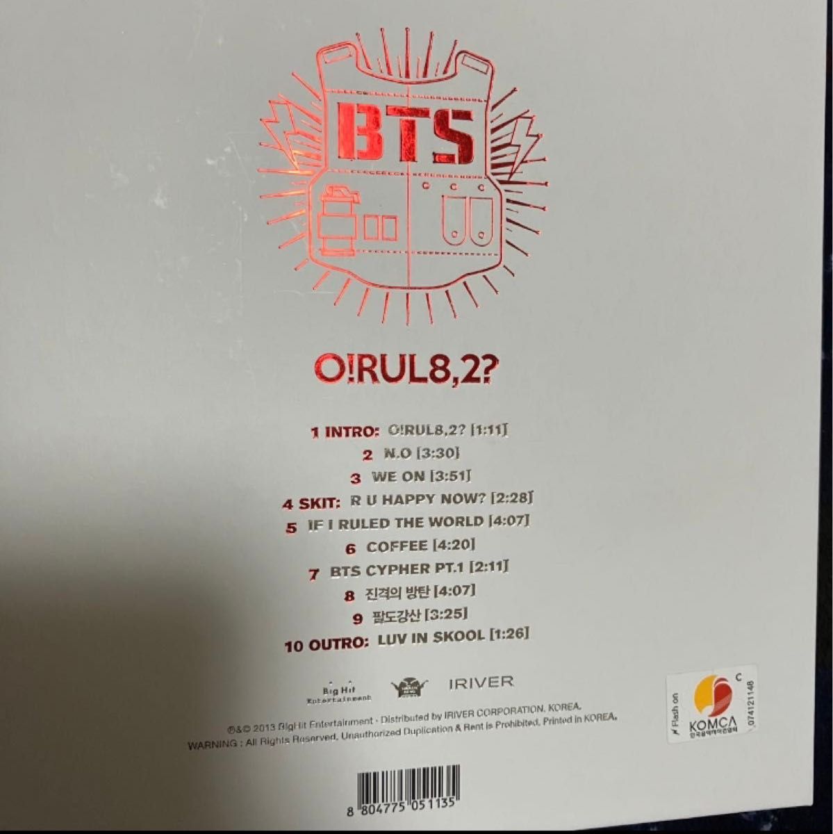 公式　BTS フォトブック付き　CD 1st MINIアルバム　O!RUL8,2? 全員トレカ付き　
