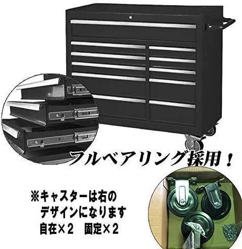 訳あり　ワイドキャビネット 　工具箱　多機能引き出し キャスター付き工具箱　黒色_イメージ写真