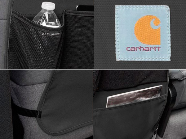 CoverCraft × Carhartt カーハート 後部座席 シートバック オーガナイザー グレー メッシュポケット 収納 小物入れ ドリンクホルダー_画像2