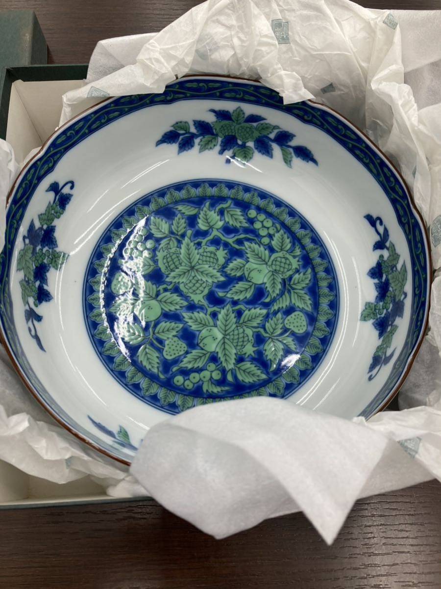 前畑陶器 染付 陶器 和食器 青 大鉢 鉢 食器 緑 和の画像3