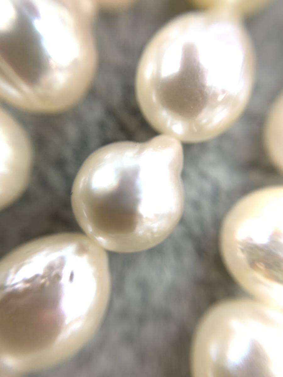 パール ネックレス 真珠 アクセサリー 総重量約57.4cmロング SILVER 全長約83cmの画像9