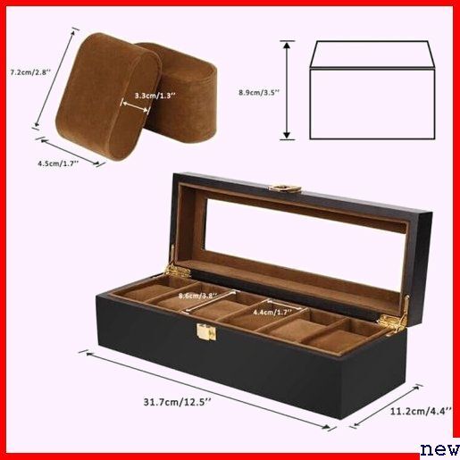 Baskiss 6本 時計ディスプレイ 高級 ウォッチボックス ケース コ 腕時計収納ボックス 木製時計ケース 85の画像5