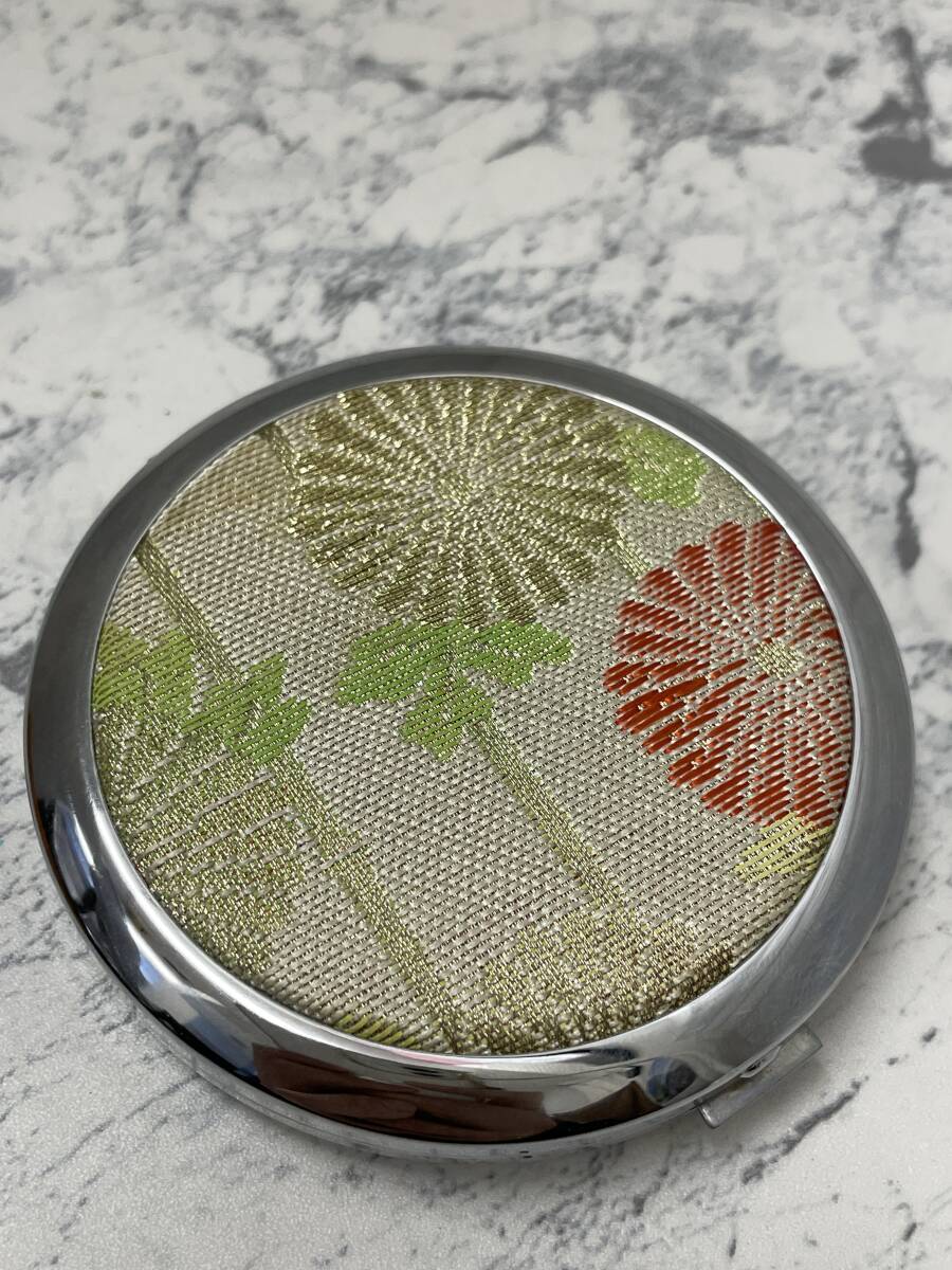  genuine . front silk Hakata woven ... compact cosmetics tool foundation case USED