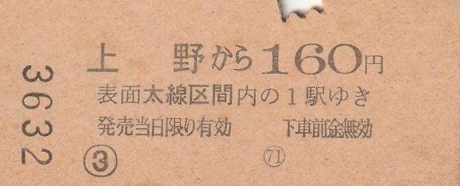 N032.上野　160円　44.12.28【3632】_画像2