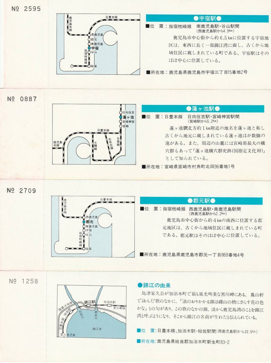 K468.『錦江　郡元　蓮ヶ池　宇宿　新駅開業記念乗車券』4駅4枚　昭和61年　南九州　鹿児島　宮崎_画像2