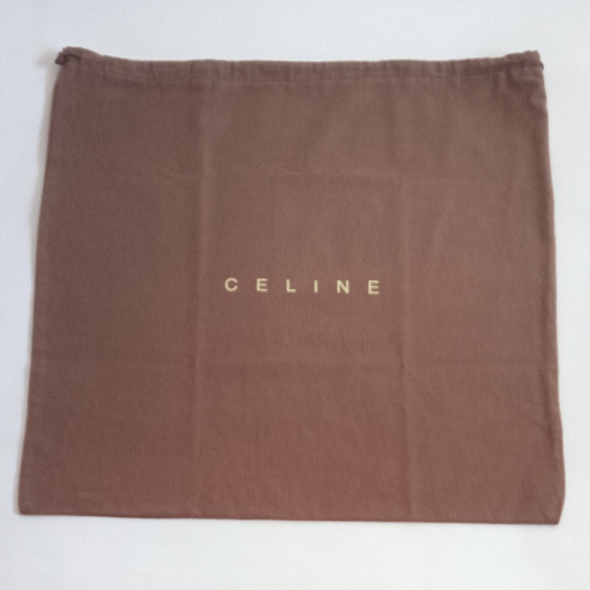 〔セリーヌ〕56×53cm 保存袋 巾着袋 布袋 CELINE 正規品 ブラウン系 （0055)の画像1