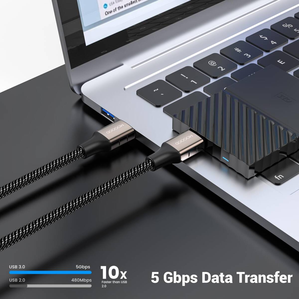 MOGOOD USB 3.0 ケーブル タイプA-タイプA オス-オス (1m), USB to USBケーブル HDDエンクロージャ、カメラ、手書きボード、TV_画像3