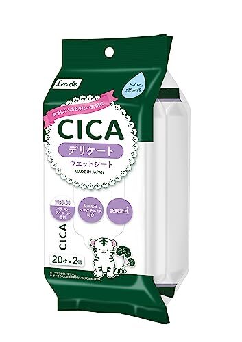 レック CICA 水99％ デリケート ウェットシート (20枚×2個) トイレに流せる/日本製/整肌成分 ツボクサエキス配合_画像1