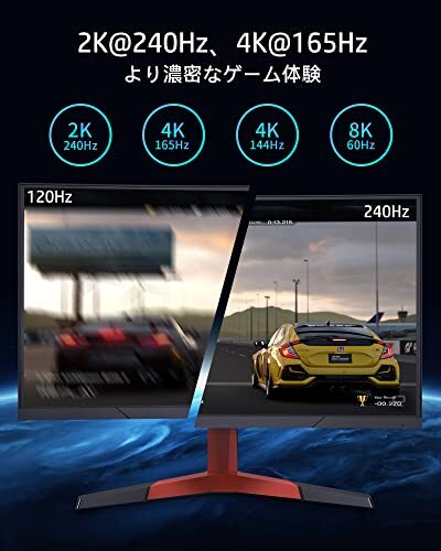 16K DisplayPort ケーブル 2.1規格 2M【VESA認証】Silkland ディスプレイポート ケーブル 16K@60Hz 8K@60Hz 4K@240Hz/165Hz/144Hz_画像4