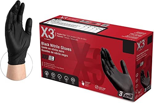 [X3] 工業用 作業用 ニトリル手袋 - ラテックスフリー パウダーフリー テクスチャード加工 使い捨て手袋 (1箱100枚入り, 厚さ3 mil_画像1