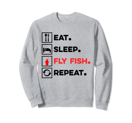 Eat Sleep Fly Fish Repeat Fly Fishing Fisher 釣り竿 トレーナー_画像1