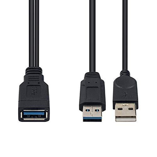 Duttek USB 3.0 二 股延長ケーブル、USB 3.0タイプAメスto デュアル USBオス充電Y延長ケーブル(片側のみ)充電用 30cm_画像6