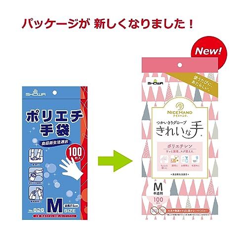 ショーワグローブ【食品衛生法適合】ナイスハンド きれいな手 つかいきりグローブ ポリエチレン 100枚入 M 1函_画像2