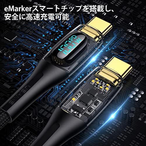 USB C ケーブル CtoC PD対応 100W/5A急速充電 ワット表示 1.2m usb type c ケーブル タイプc ケーブル 充電ケーブル 高速データ転送_画像3