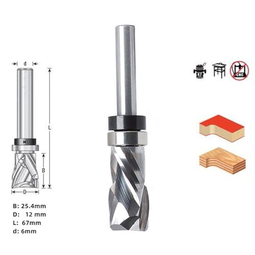 ベアリング付TCTフラッシュトリムビット トリマービット 6ｍｍ軸 UP CUT＆DOWN CUT ルータービット 6mm 工業級品質 切断幅12ｍｍ_画像2