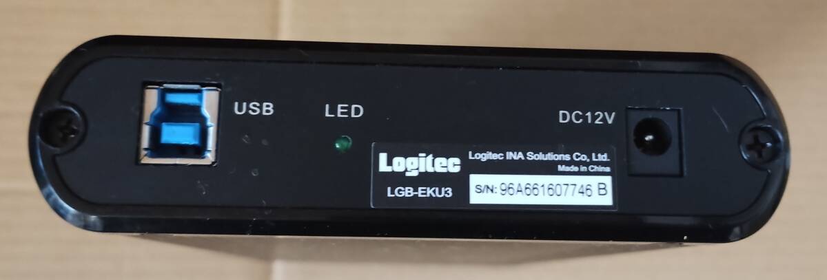  3.5インチ外付けHDDケース　ロジテック LGB-EKU3 [ブラック]　アルミボディ　Logitec　ジャンク品_画像2